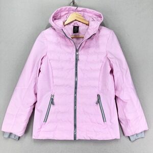 Gerry Puffer Jacket‎ Girls Large Pink Full Zip Hoodie Lightweight Insulated